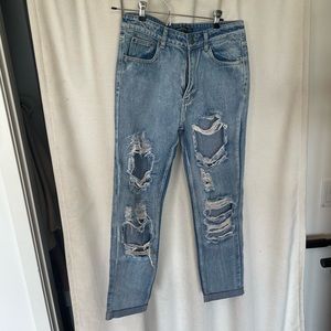 Nasty Gal distressed mom jeans